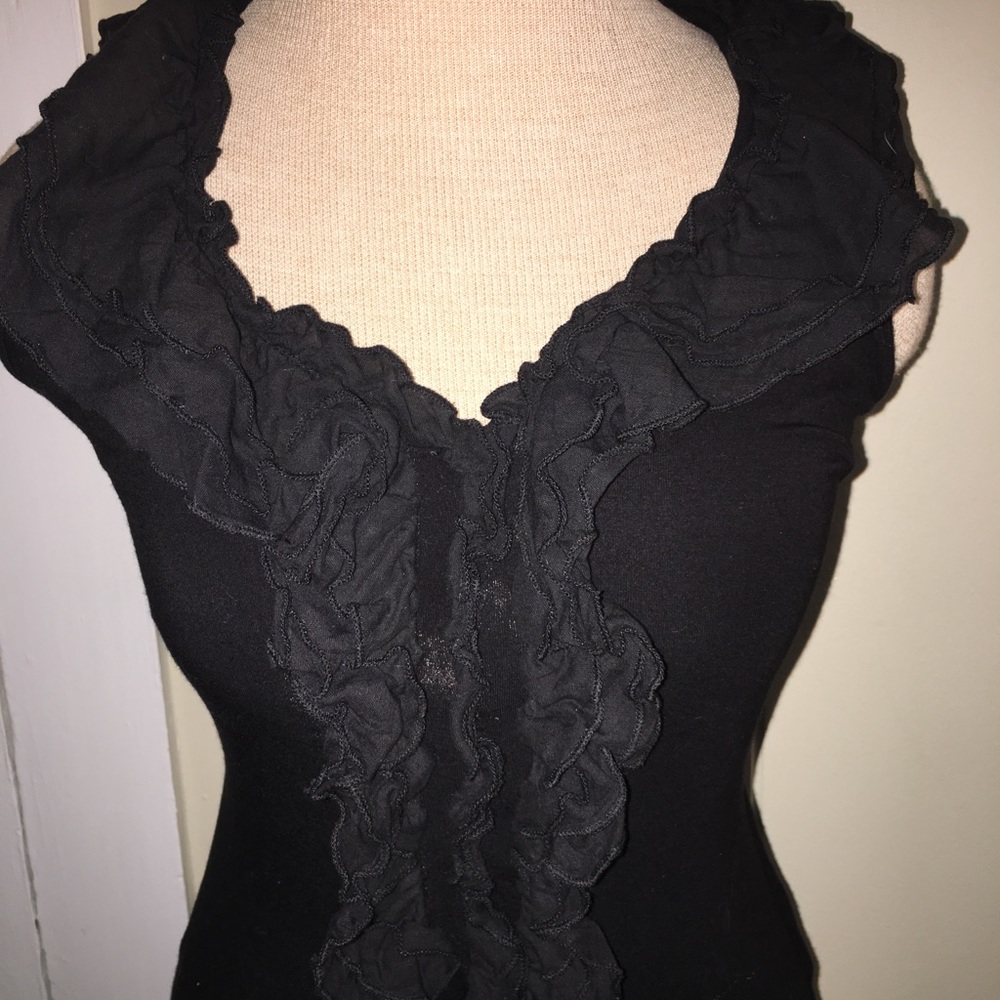 Bailey 44 Black Ruffle Racerback Tank Top XS - Picture 2 of 4